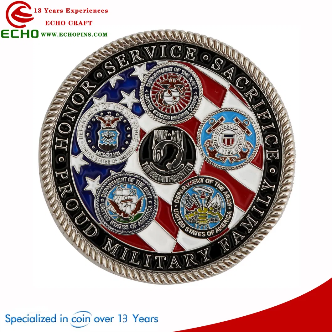 Commemorative Souvenir Promotional Gift China Wholesale Military Logo Custom Zinc Alloy Metal Crafts 3D Us Souvenir Gift