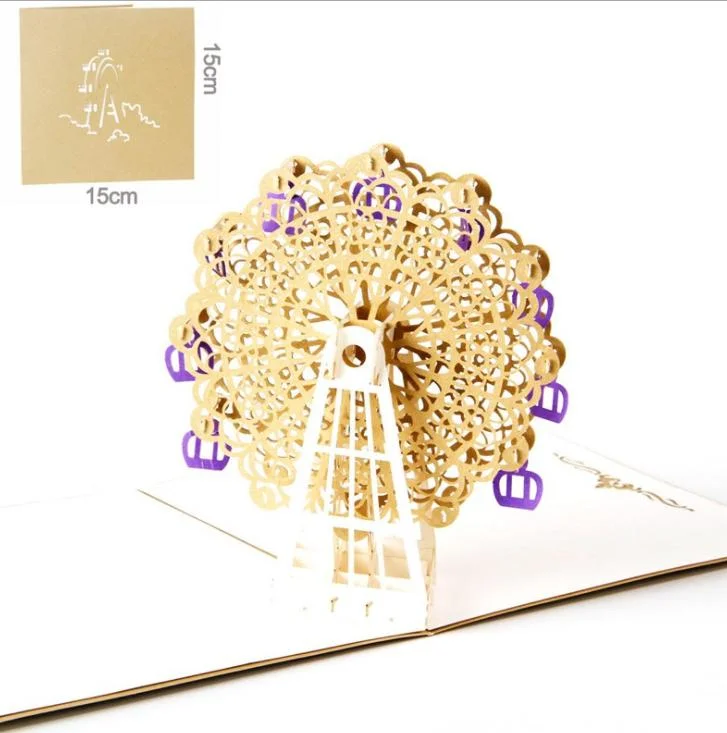 Creative 3D Greeting Card Thanksgiving Handmade Birthday Cards Custom Hollowed Sky Wheel