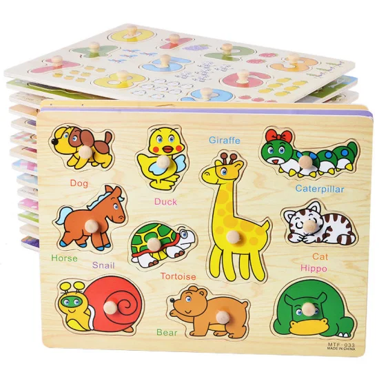 Puzzles en bois Montessori, planches à main, jouets Tangram, jouets éducatifs pour bébé, véhicule de dessin animé, animaux, Fruits, puzzles 3D