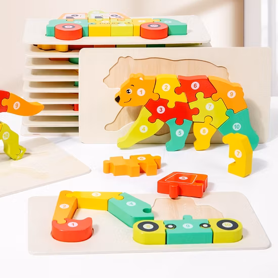 Puzzle animal 3D Puzzle en bois pour l’éducation précoce