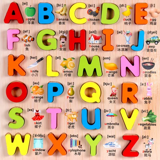 ABC lettres chiffres Alphabet en bois Montessori jouet éducatif 3D Puzzle pour les enfants