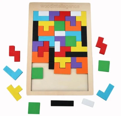 Blocs de construction Tetris Puzzle en bois 3D Développement de la pensée intellectuelle des enfants pour garçons et filles Jouet éducatif